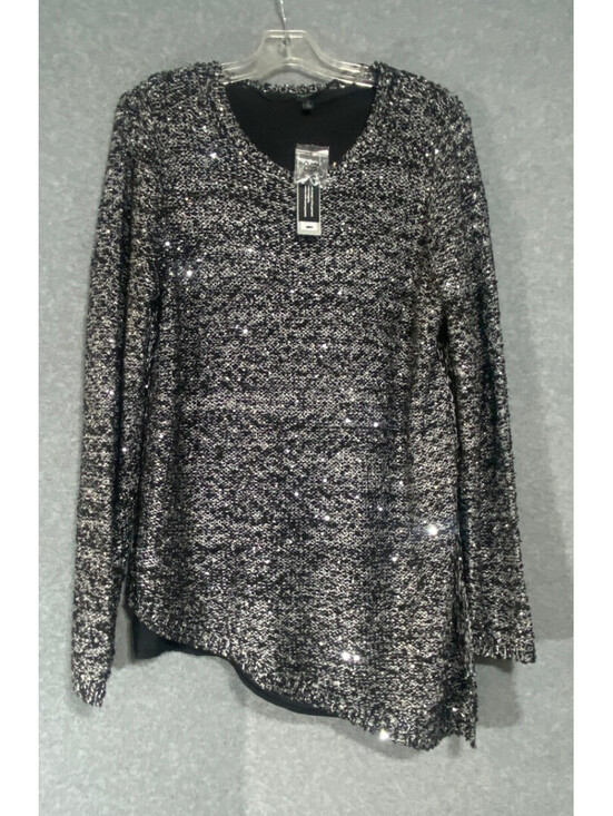 Tops - Apt.9 Women's Knitted Long Sleeve Slanted hemline Black Dark Gray Top Size Large